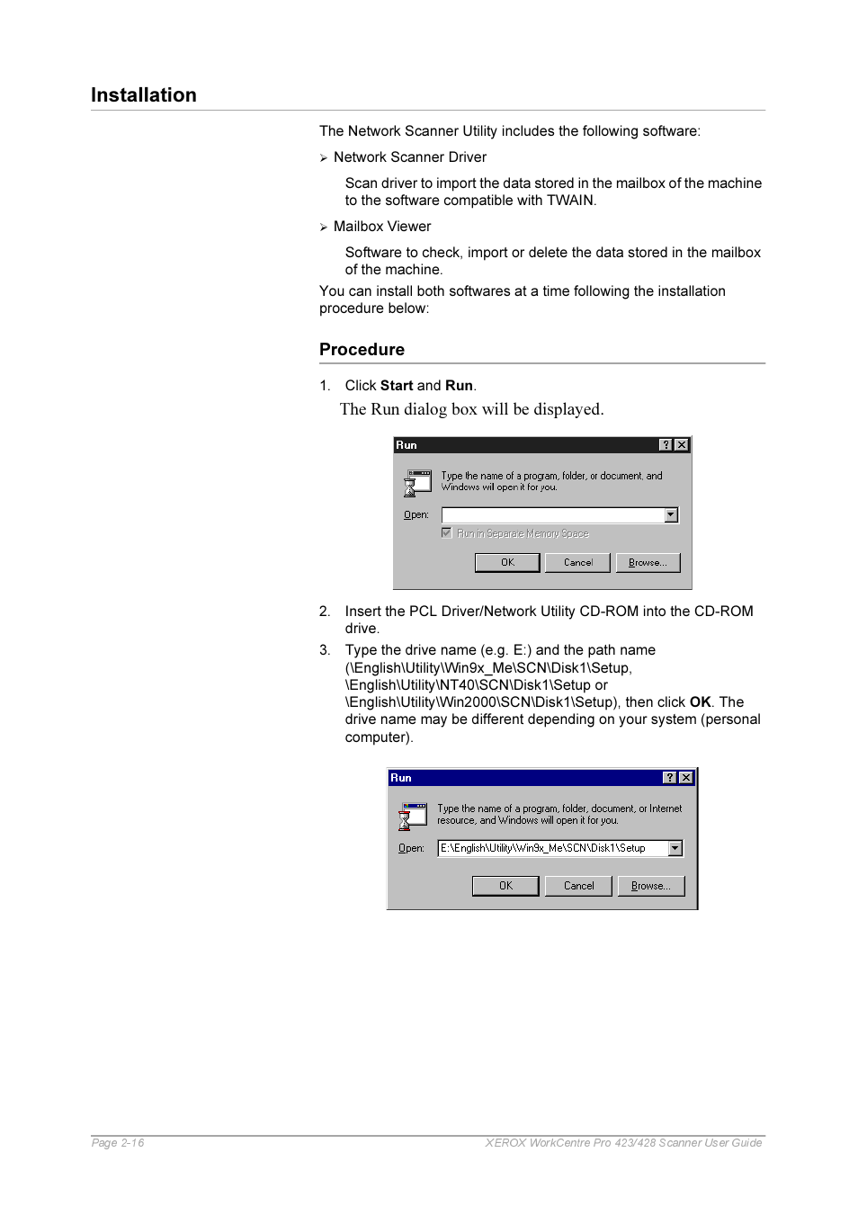 Procedure, Procedure -16, Installation | Xerox 423 User Manual | Page 26 / 68