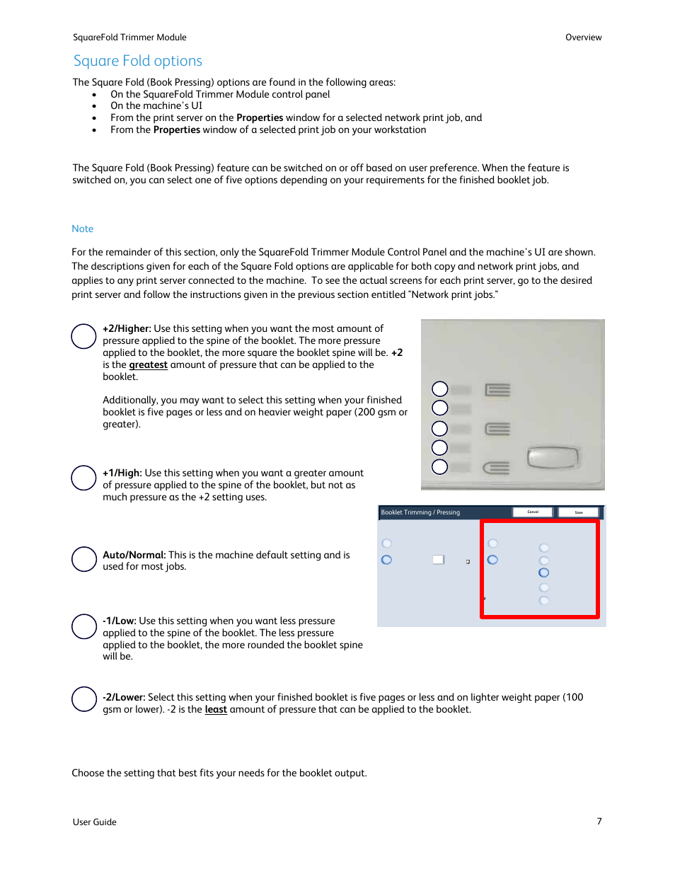 Square fold options | Xerox SquareFold Trimmer User Manual | Page 11 / 28