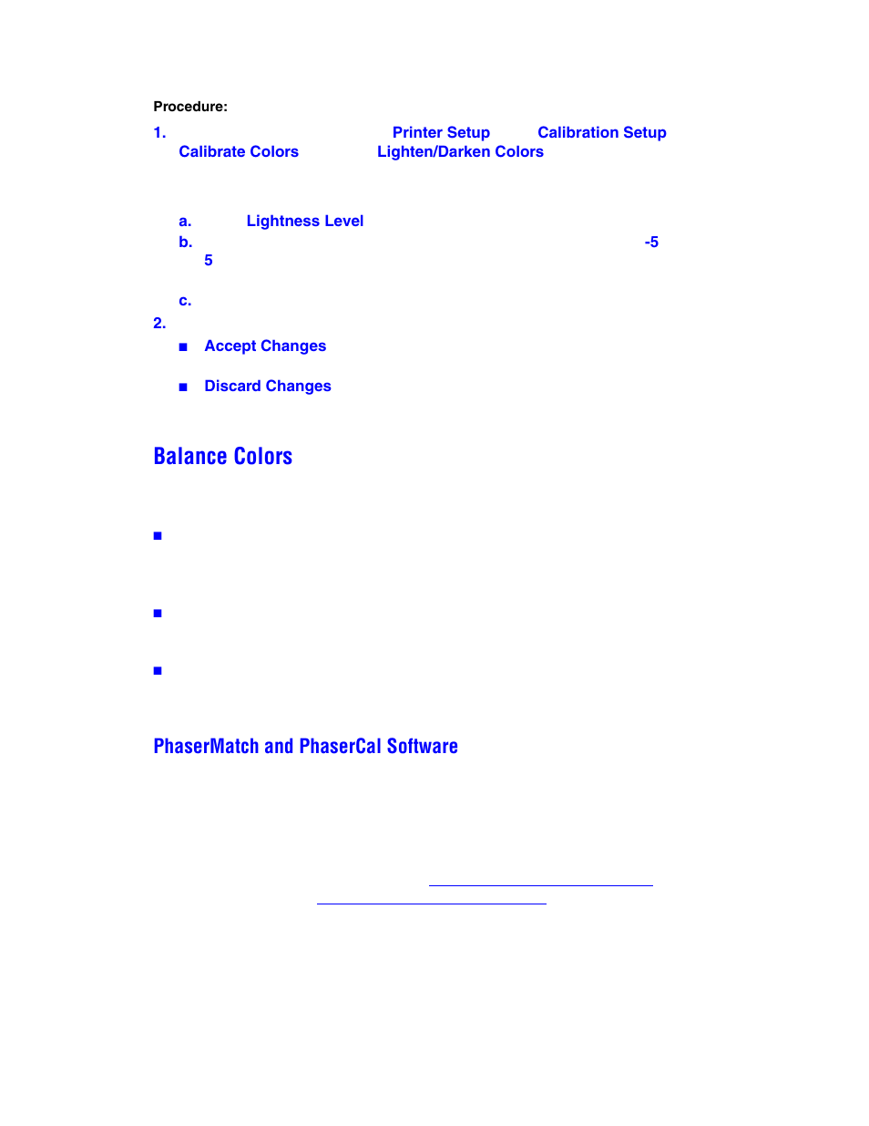 Balance colors, Phasermatch and phasercal software | Xerox Phaser Color Laser Printer 7750 User Manual | Page 8 / 12