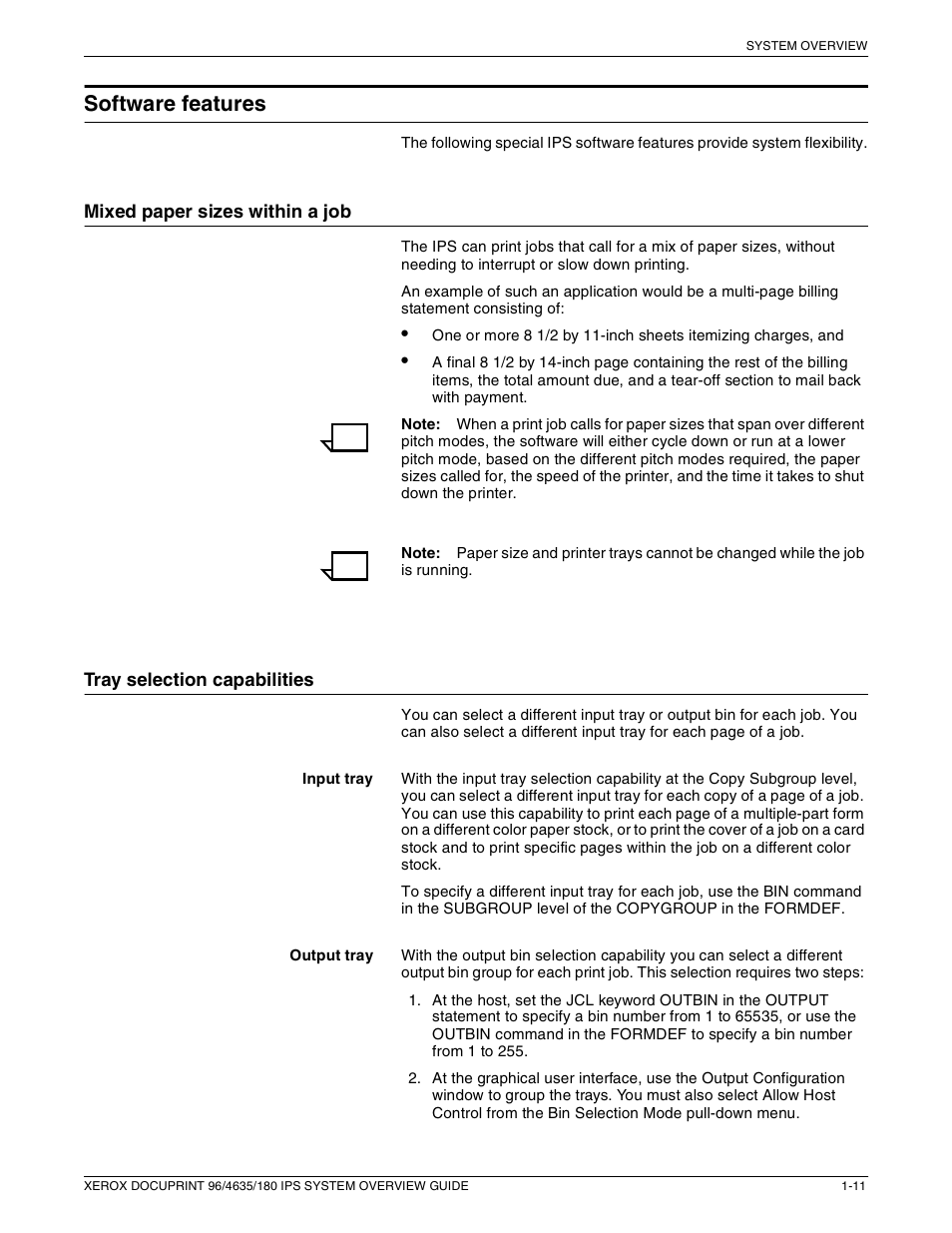 Software features | Xerox 96 User Manual | Page 23 / 101