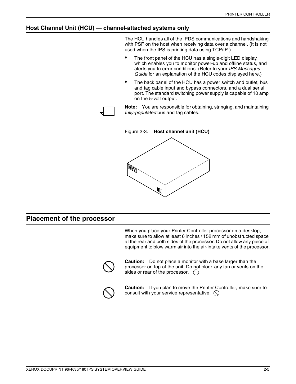 Placement of the processor | Xerox 96 User Manual | Page 35 / 101