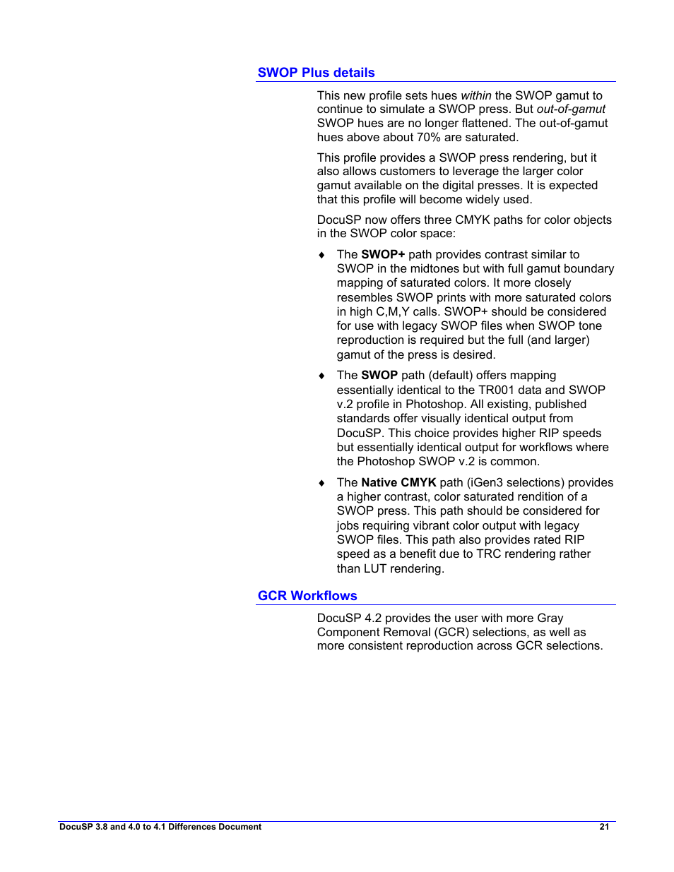 Swop plus details, Gcr workflows | Xerox 4.2 User Manual | Page 25 / 34