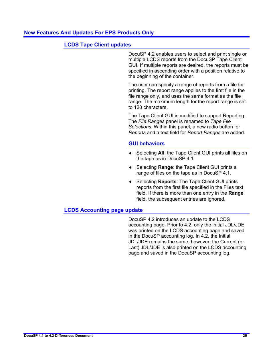 New features and updates for eps products only, Lcds tape client updates | Xerox 4.2 User Manual | Page 29 / 34