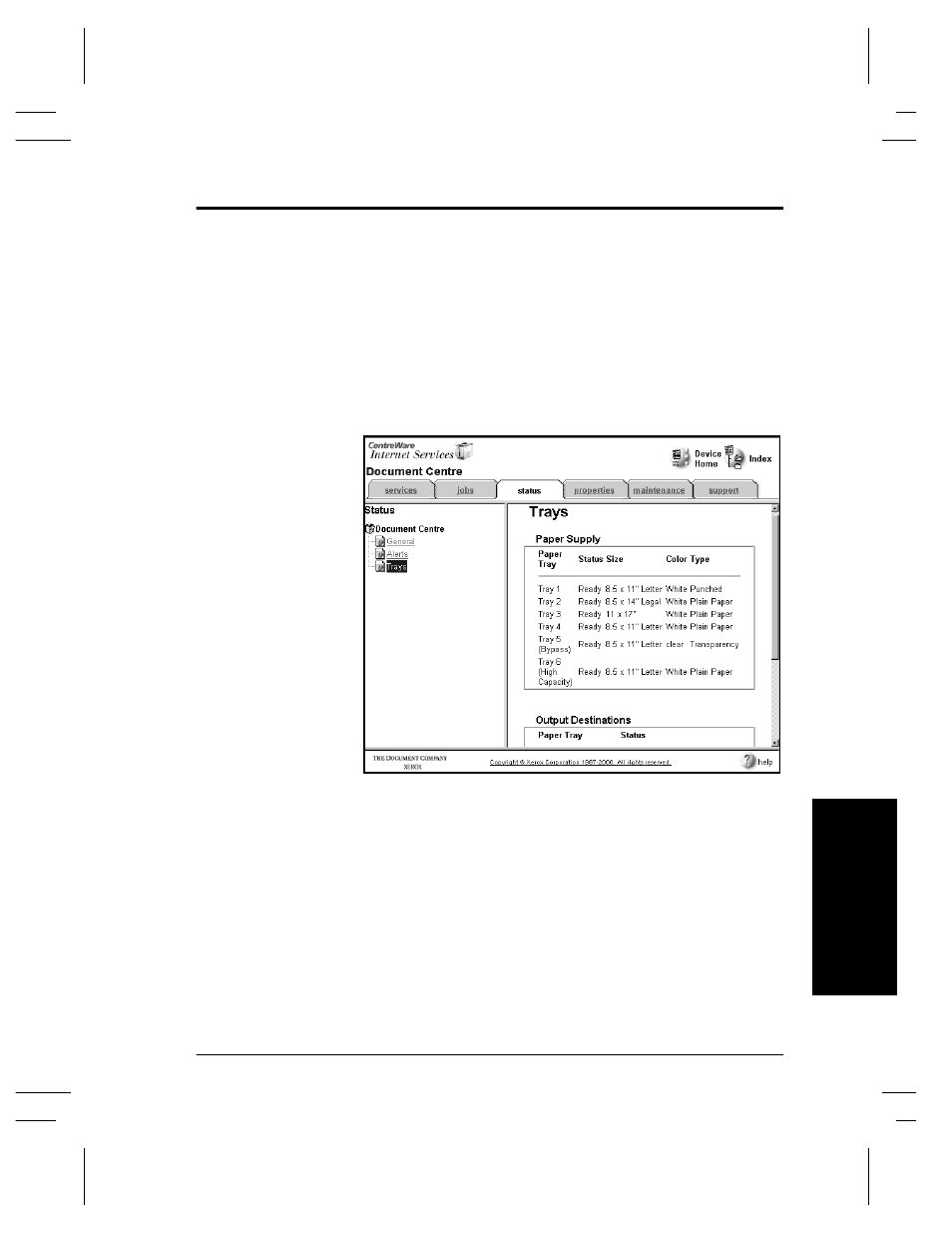 Viewing tray status | Xerox 480 ST User Manual | Page 145 / 322
