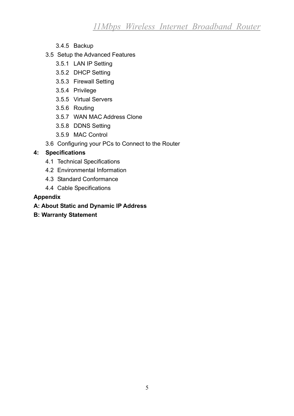 11mbps wireless internet broadband router | Xerox 2314 User Manual | Page 6 / 53