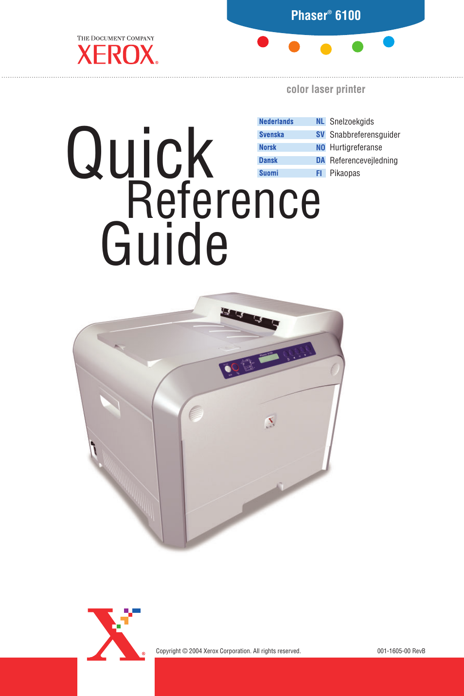 Xerox COLOR LASER PRINTER Phaser 6100 User Manual | 7 pages