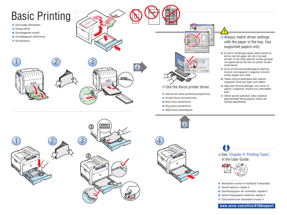 Basic printing | Xerox COLOR LASER PRINTER Phaser 6100 User Manual | Page 5 / 7