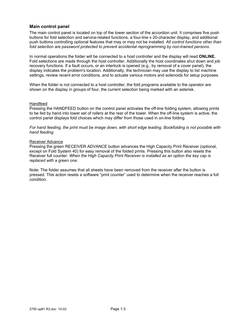 Main control panel | Xerox 2750 User Manual | Page 5 / 43