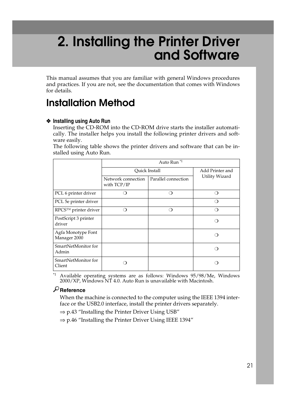 Installing the printer driver and software, Installation method | Xerox 1075 User Manual | Page 27 / 64