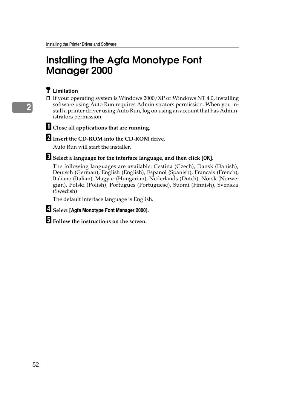 Installing the agfa monotype font manager 2000 | Xerox 1075 User Manual | Page 58 / 64