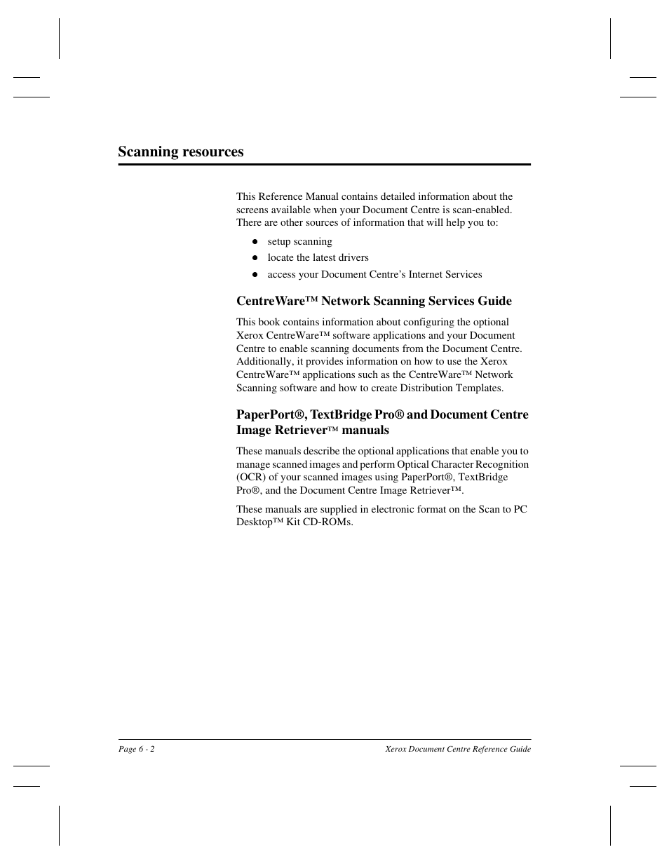 Scanning resources | Xerox 470 User Manual | Page 104 / 326