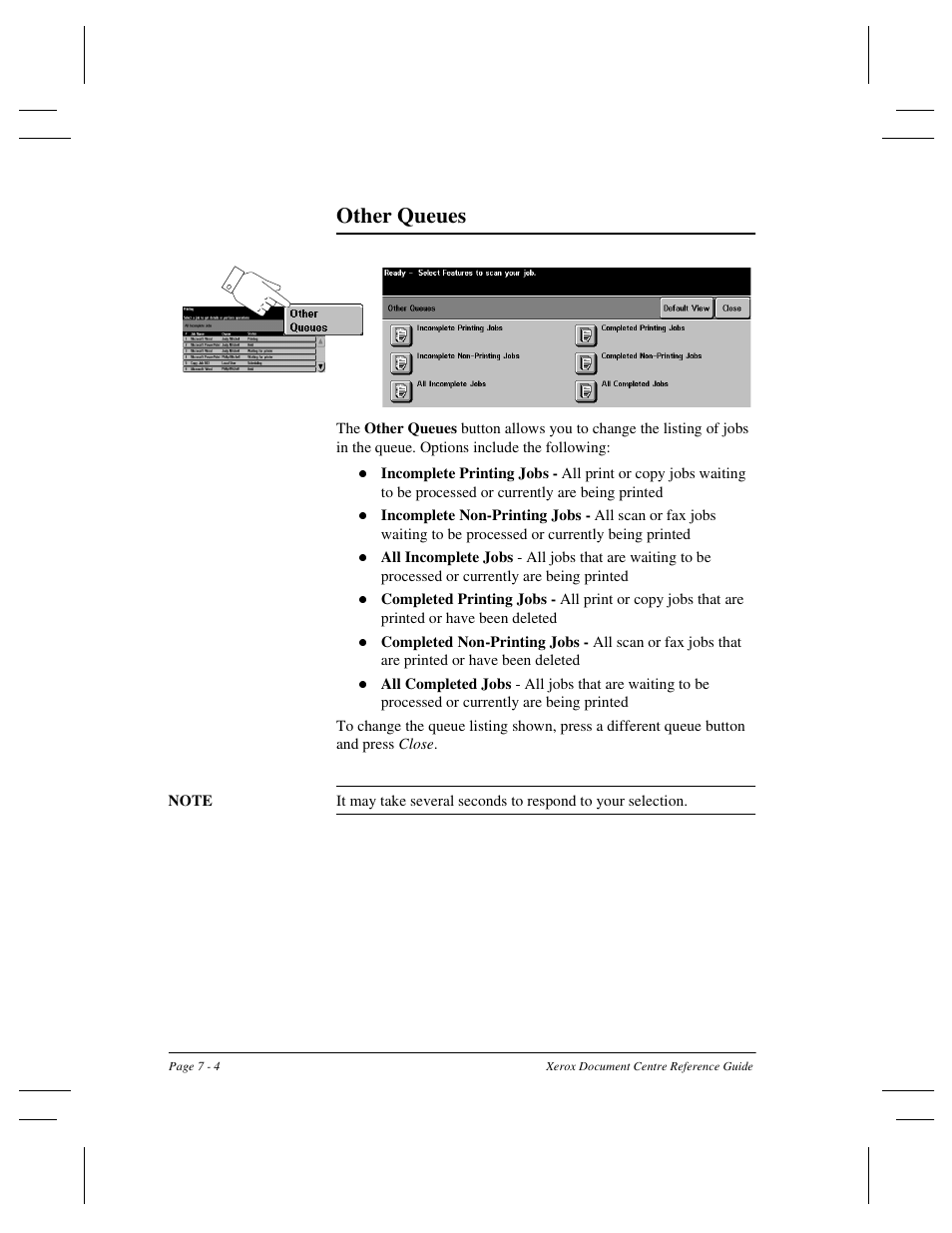 Other queues | Xerox 470 User Manual | Page 122 / 326