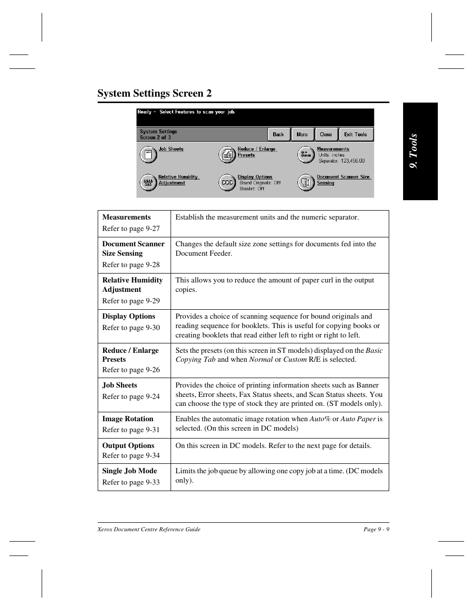 T ool s system settings screen 2 | Xerox 470 User Manual | Page 141 / 326