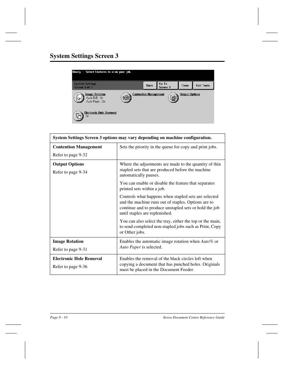 System settings screen 3 | Xerox 470 User Manual | Page 142 / 326