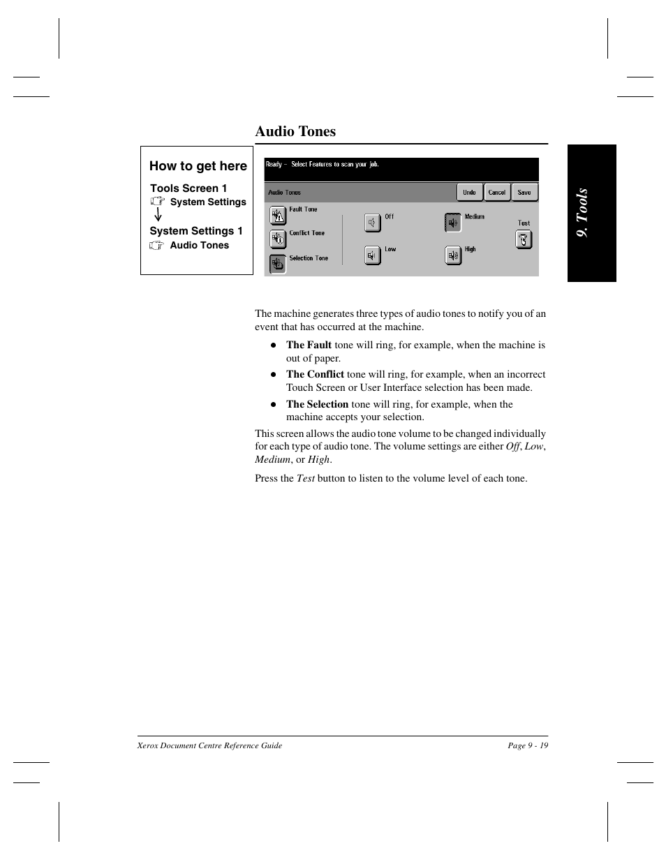 T ool s audio tones | Xerox 470 User Manual | Page 151 / 326