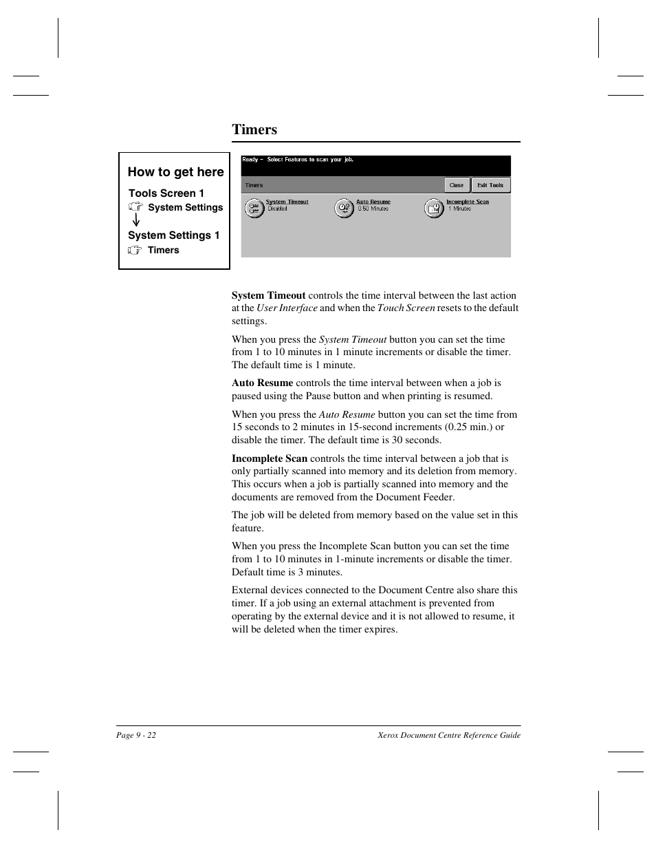 Timers | Xerox 470 User Manual | Page 154 / 326