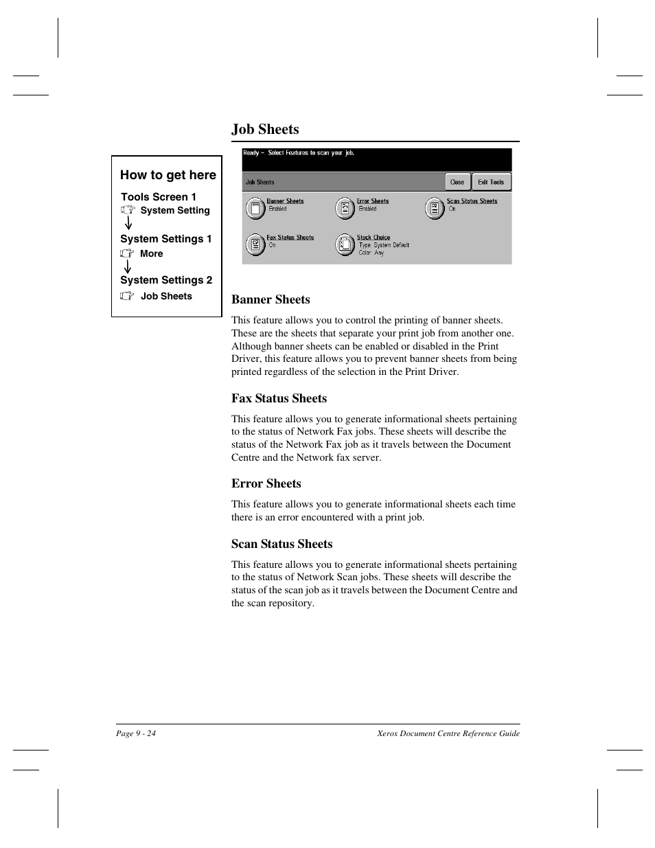 Job sheets | Xerox 470 User Manual | Page 156 / 326