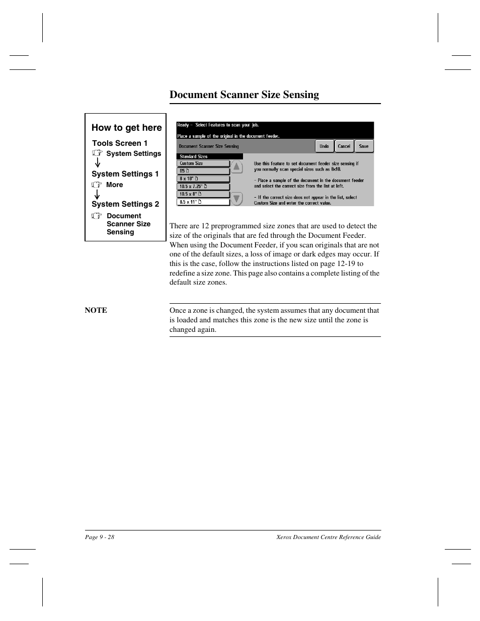 Document scanner size sensing | Xerox 470 User Manual | Page 160 / 326