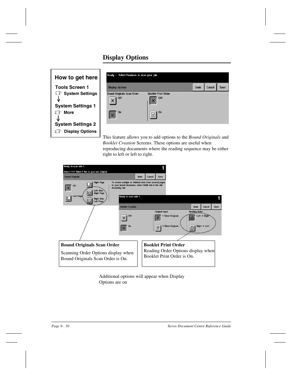 Display options | Xerox 470 User Manual | Page 162 / 326