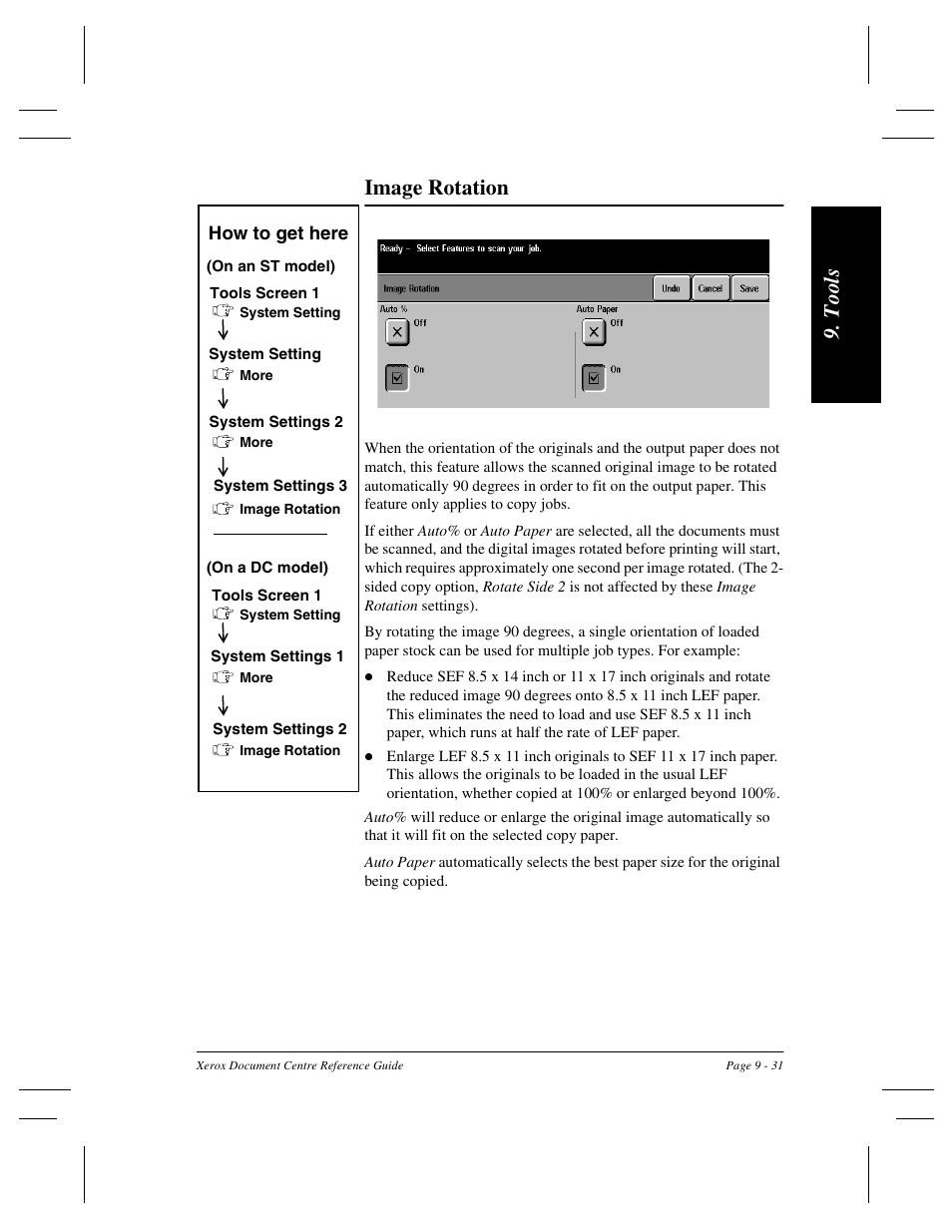 T ool s image rotation | Xerox 470 User Manual | Page 163 / 326