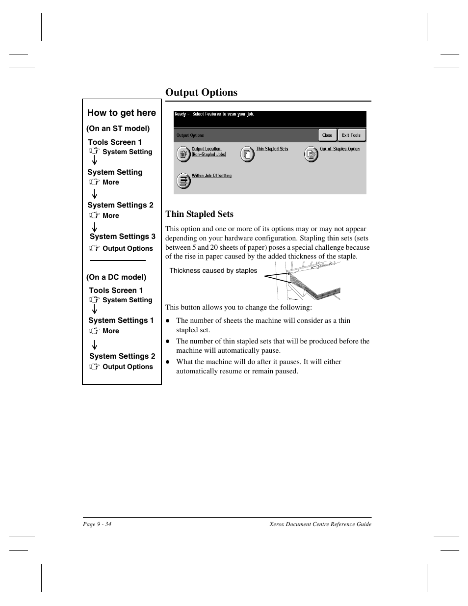 Output options | Xerox 470 User Manual | Page 166 / 326