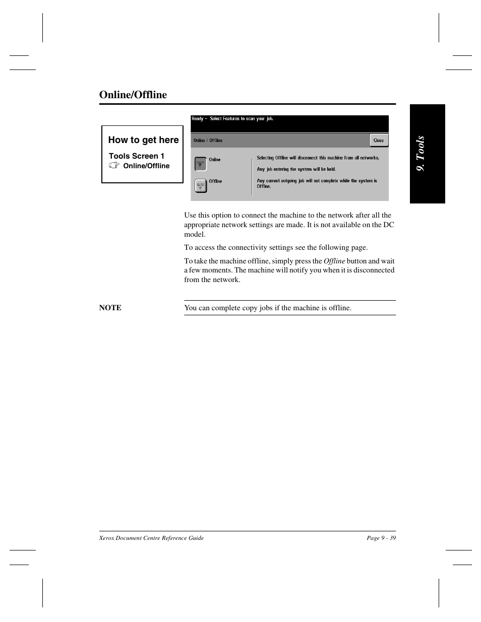 T ool s online/offline | Xerox 470 User Manual | Page 171 / 326