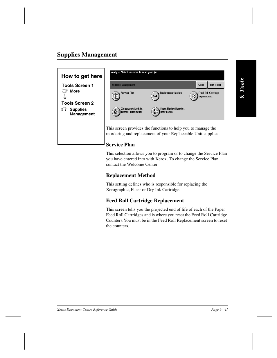 T ool s supplies management | Xerox 470 User Manual | Page 173 / 326