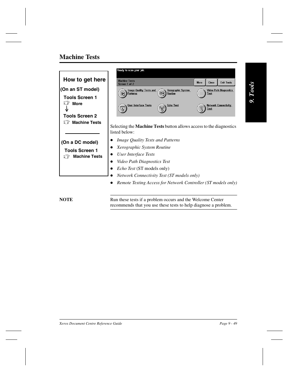 T ool s machine tests | Xerox 470 User Manual | Page 181 / 326