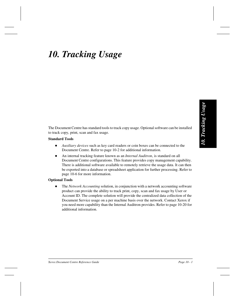 Tracking usage, Tra ck ing u sag e | Xerox 470 User Manual | Page 191 / 326