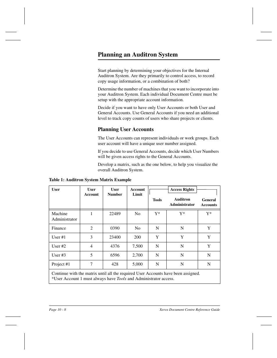 Planning an auditron system | Xerox 470 User Manual | Page 198 / 326