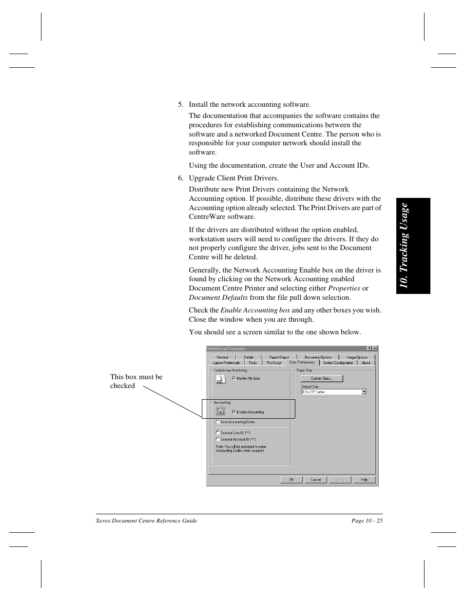 Tra ck ing u sag e | Xerox 470 User Manual | Page 215 / 326