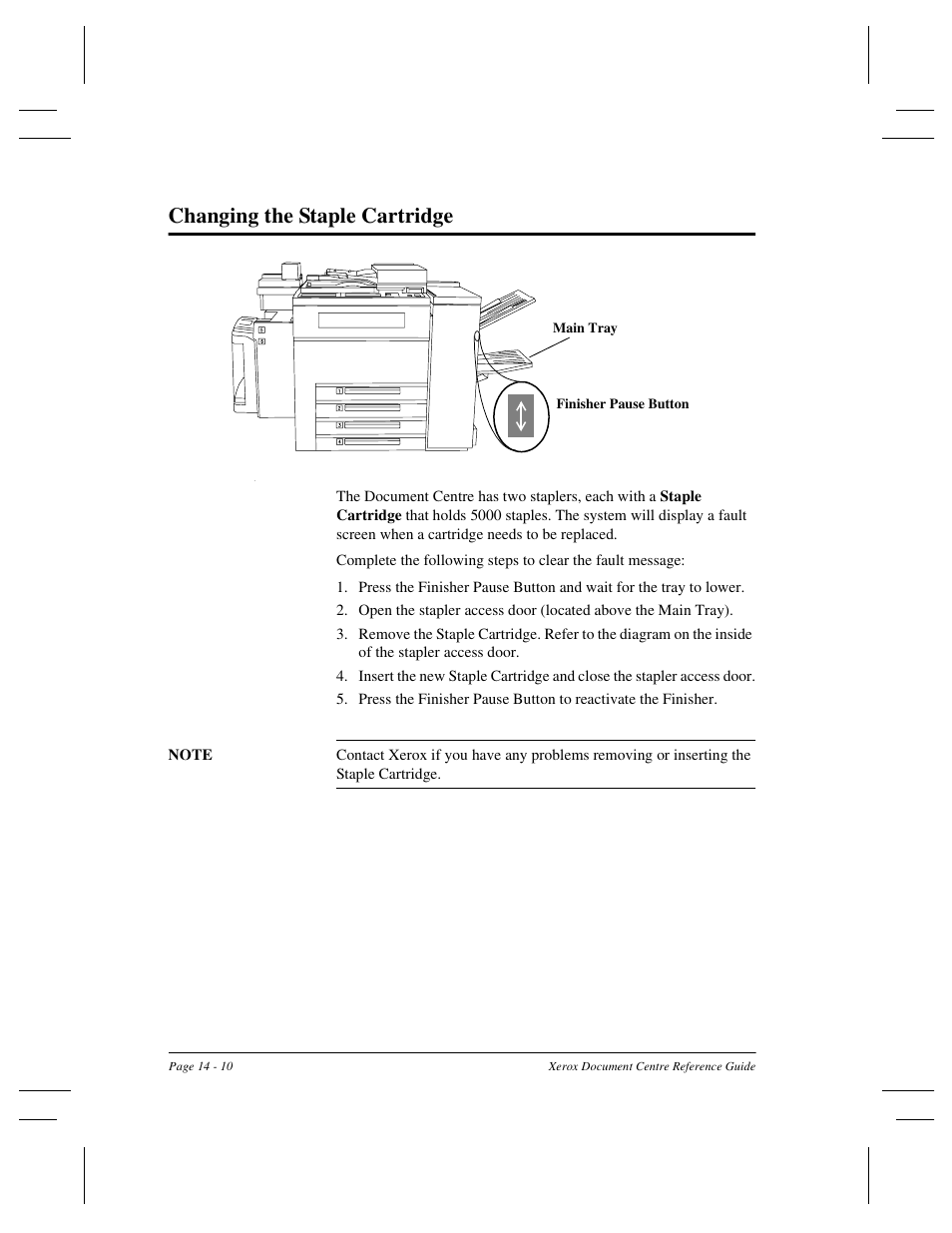 Changing the staple cartridge | Xerox 470 User Manual | Page 290 / 326