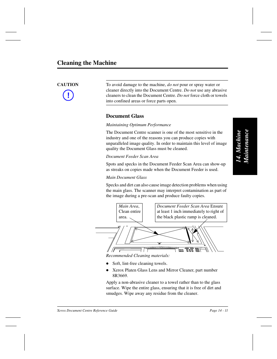 Machi ne mai n te nance cleaning the machine | Xerox 470 User Manual | Page 291 / 326