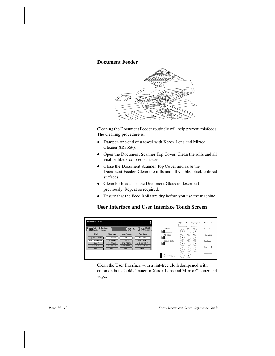 Document feeder, User interface and user interface touch screen | Xerox 470 User Manual | Page 292 / 326