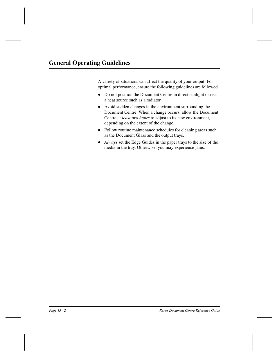 General operating guidelines | Xerox 470 User Manual | Page 294 / 326