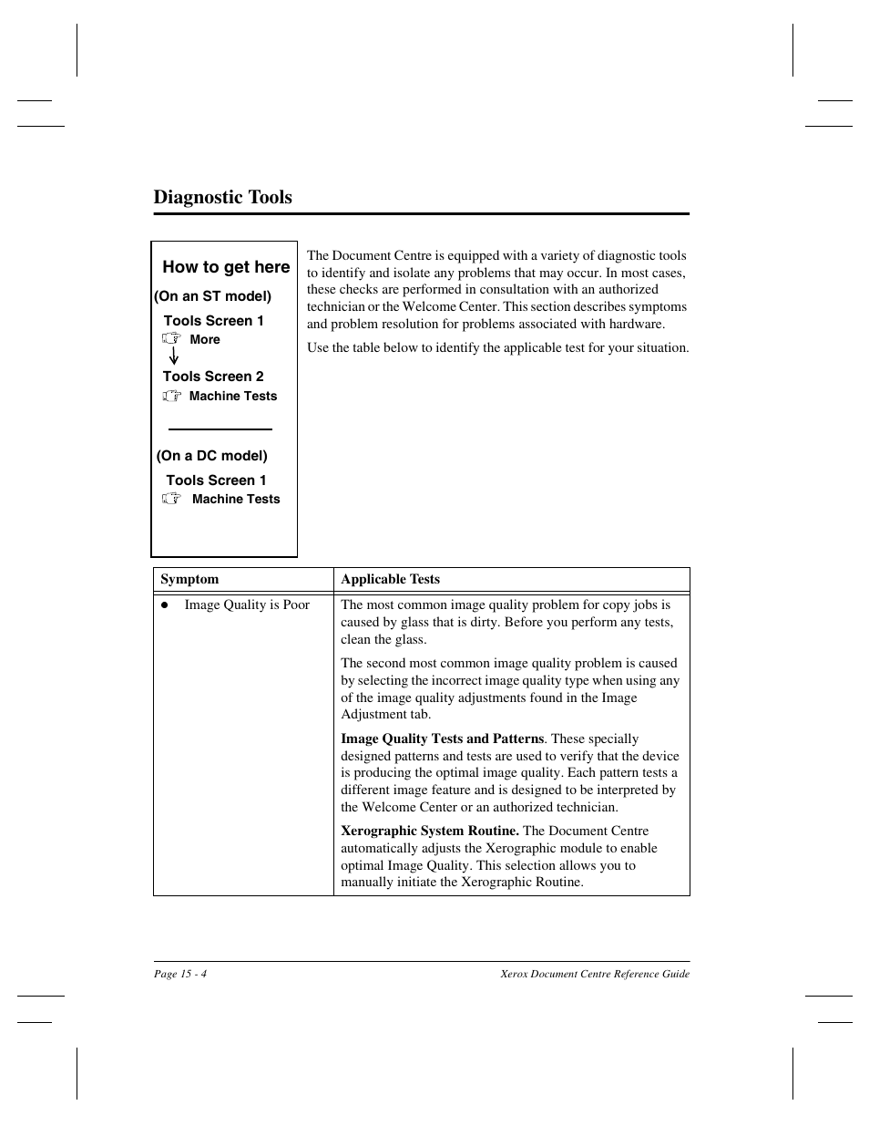 Diagnostic tools | Xerox 470 User Manual | Page 296 / 326