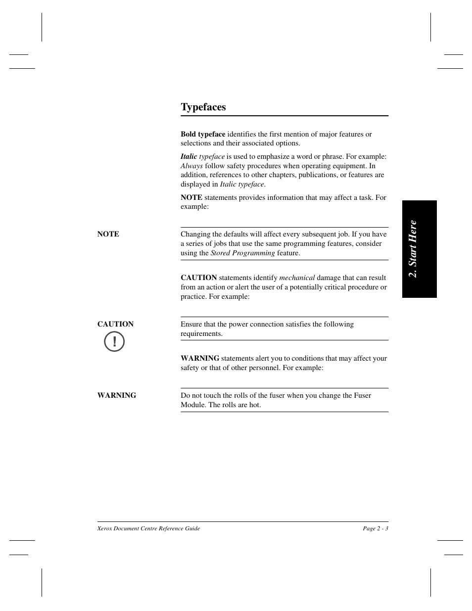 St ar t h ere typefaces | Xerox 470 User Manual | Page 31 / 326