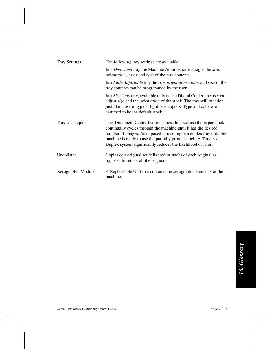 Gl os sar y | Xerox 470 User Manual | Page 313 / 326