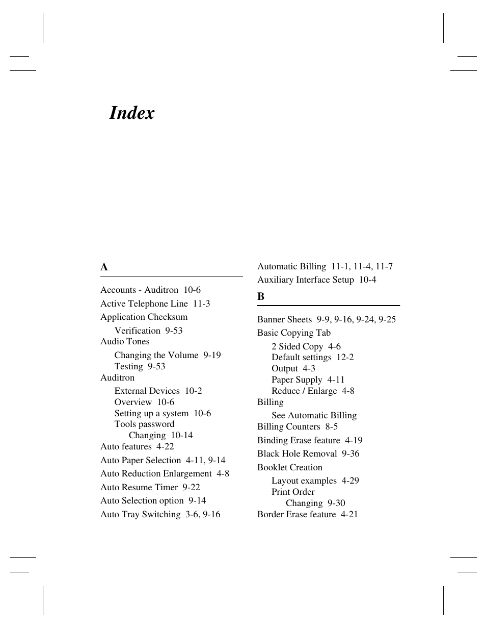 Index | Xerox 470 User Manual | Page 315 / 326