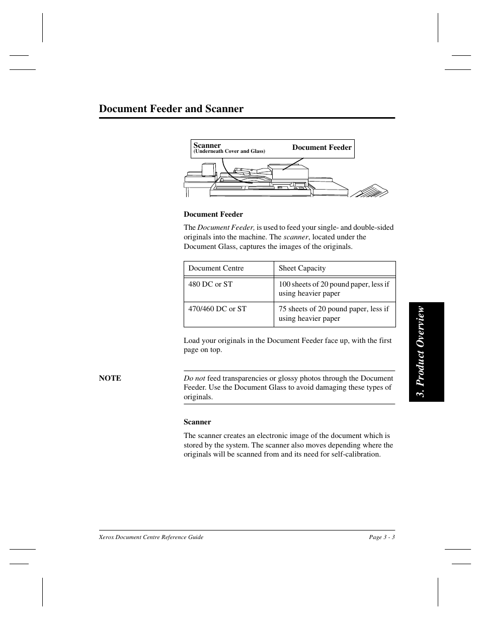 Pr oduc t over vi ew document feeder and scanner | Xerox 470 User Manual | Page 37 / 326