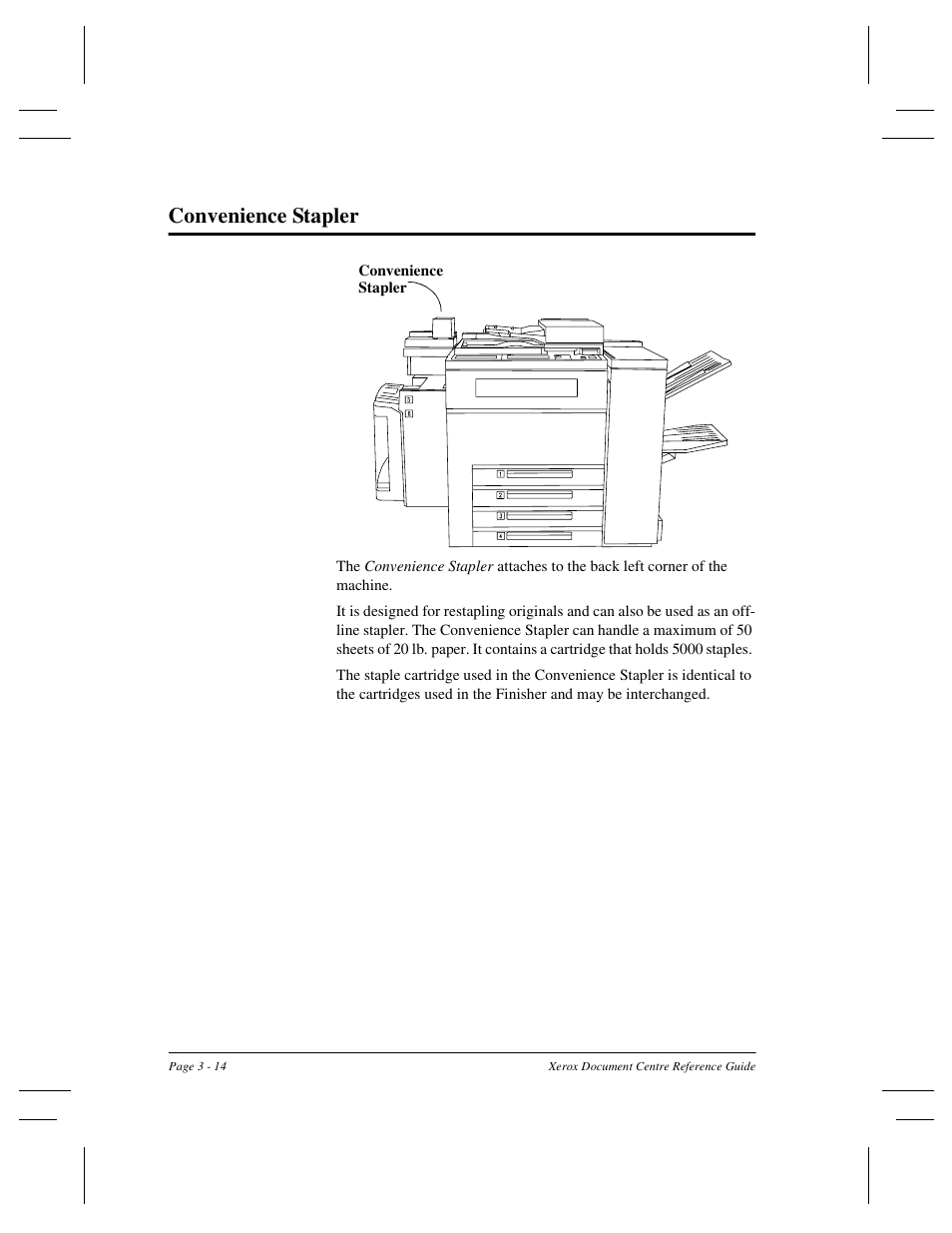 Convenience stapler | Xerox 470 User Manual | Page 48 / 326