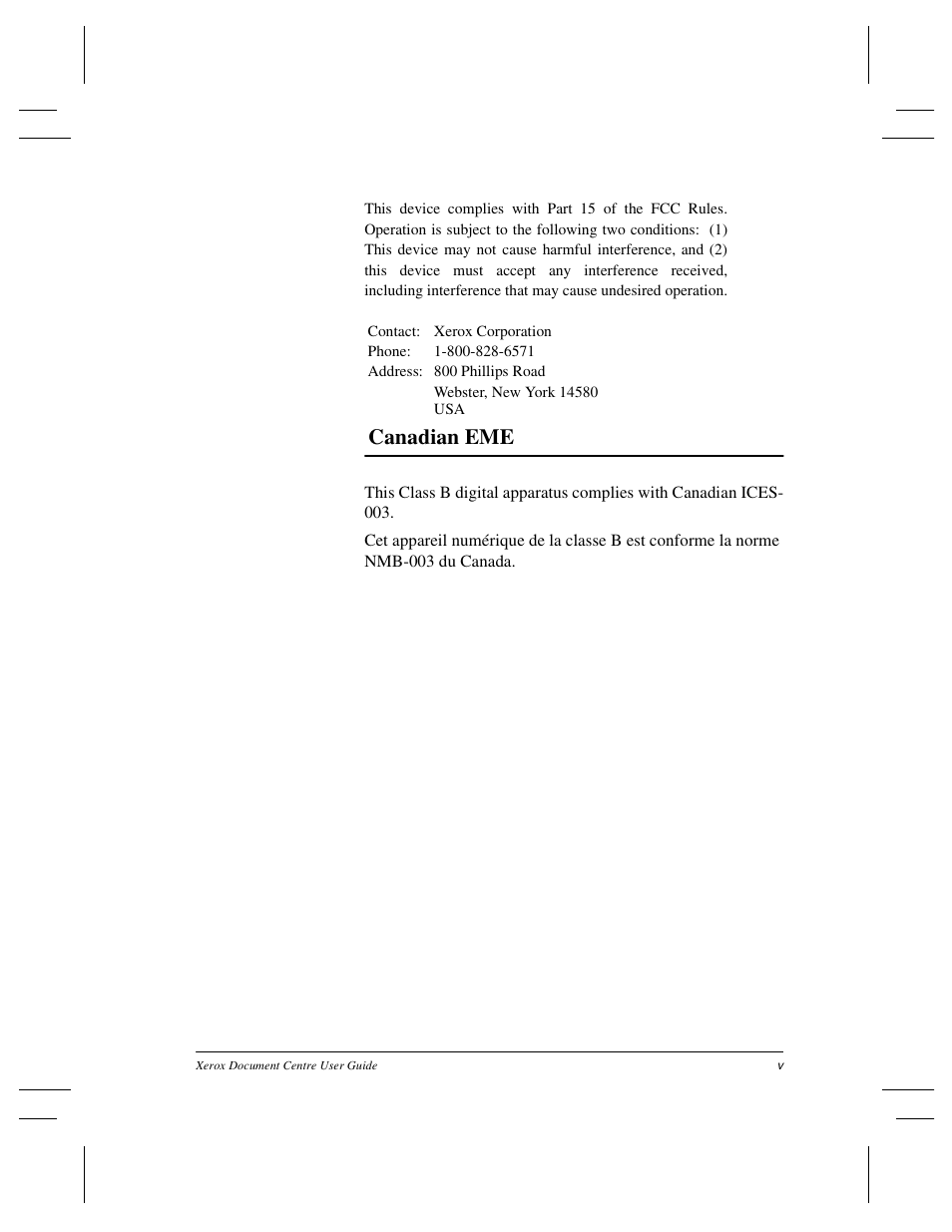 Canadian eme | Xerox 470 User Manual | Page 5 / 326