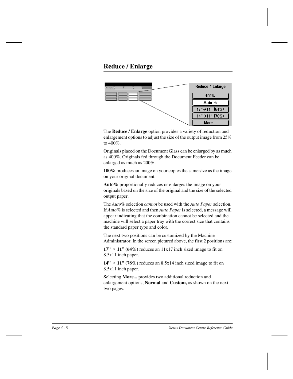 Reduce / enlarge | Xerox 470 User Manual | Page 56 / 326