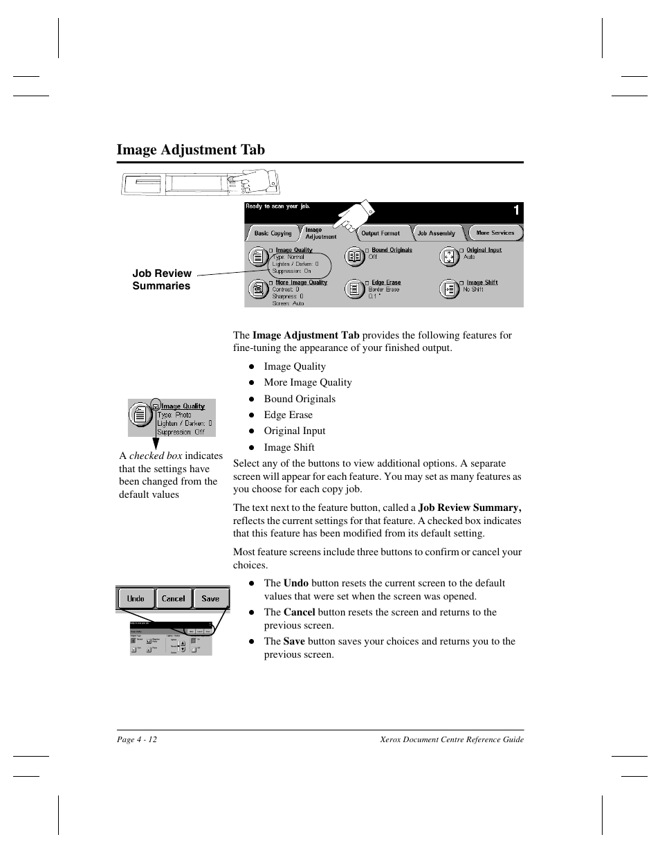 Image adjustment tab | Xerox 470 User Manual | Page 60 / 326