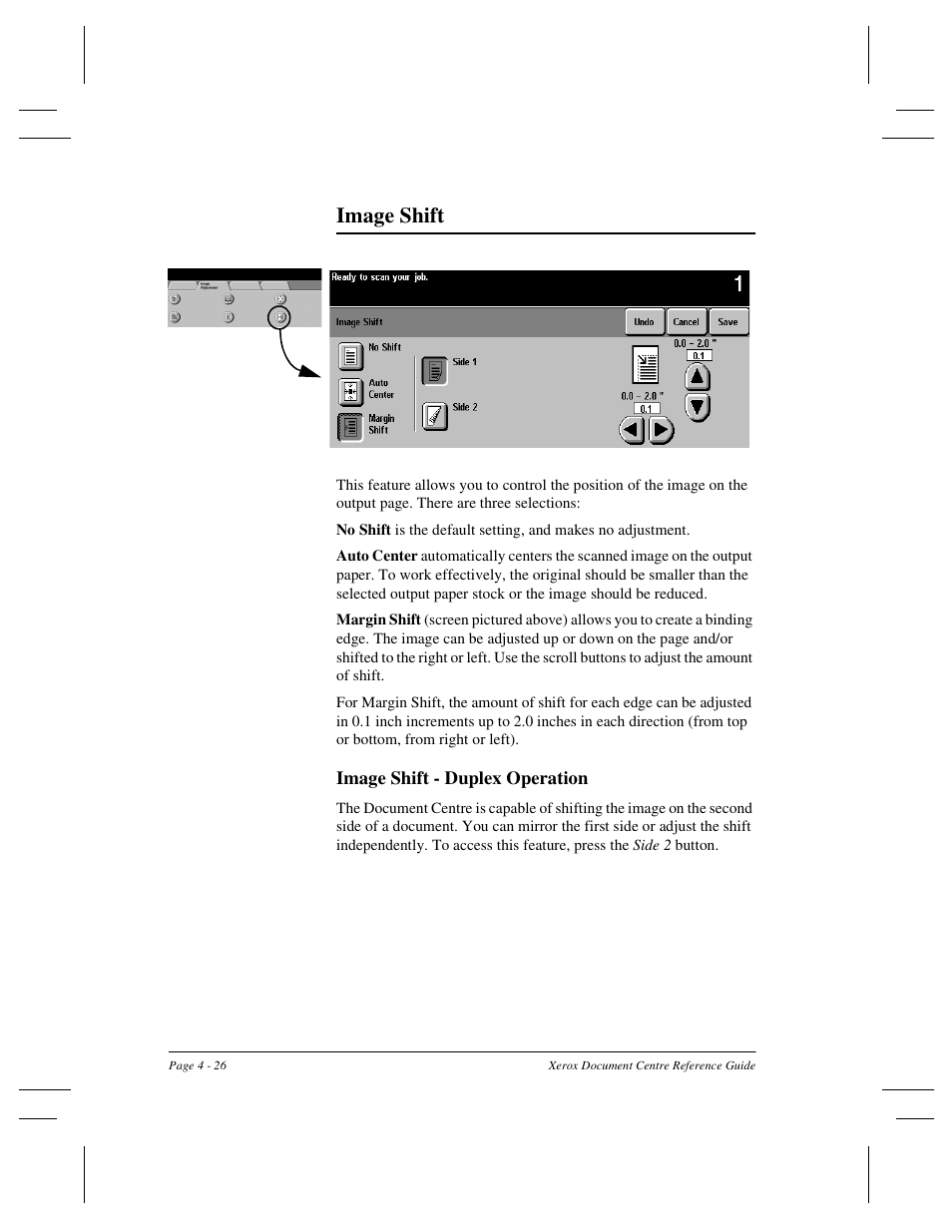 Image shift | Xerox 470 User Manual | Page 74 / 326