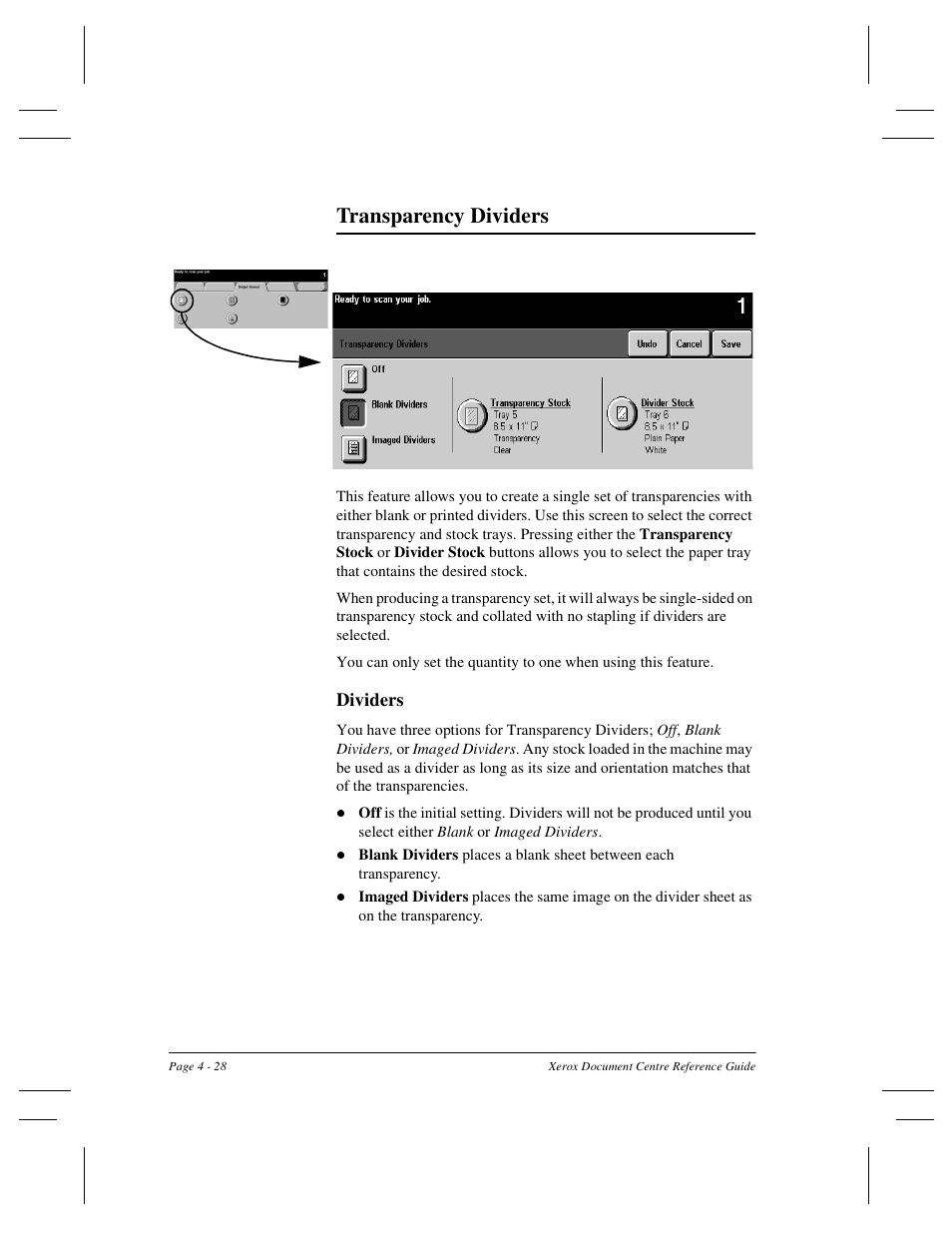 Transparency dividers | Xerox 470 User Manual | Page 76 / 326