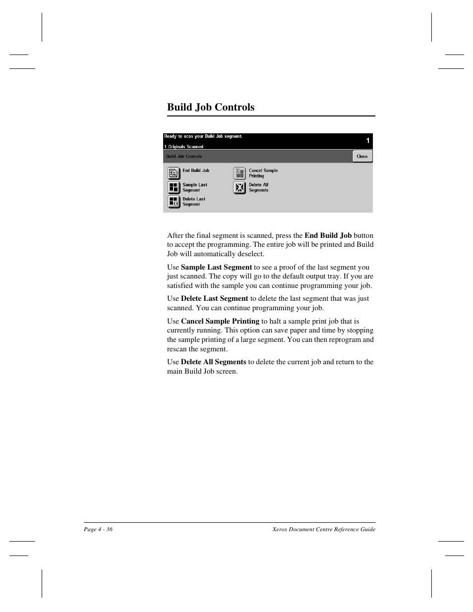 Build job controls | Xerox 470 User Manual | Page 84 / 326