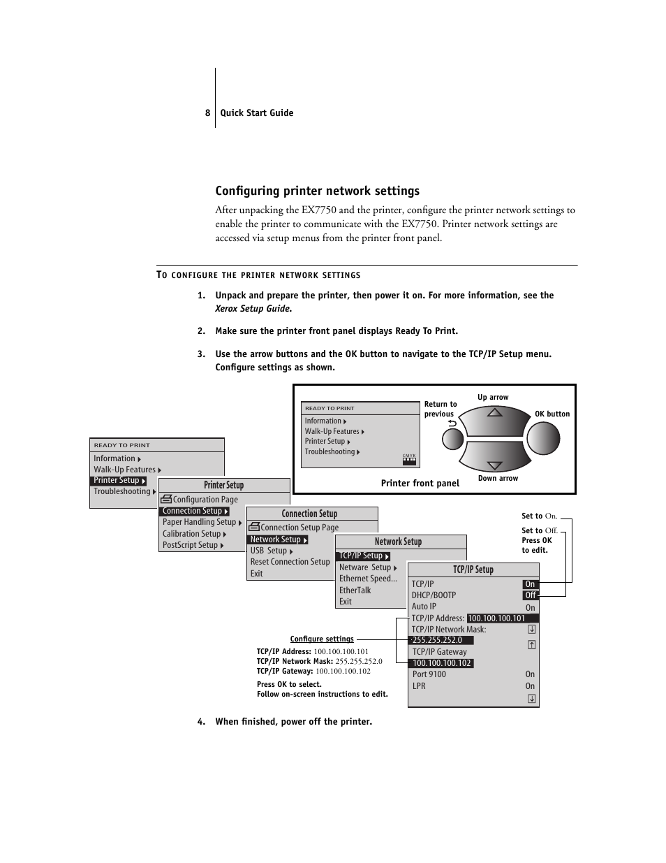 Configuring printer network settings | Xerox EX7750 User Manual | Page 16 / 28