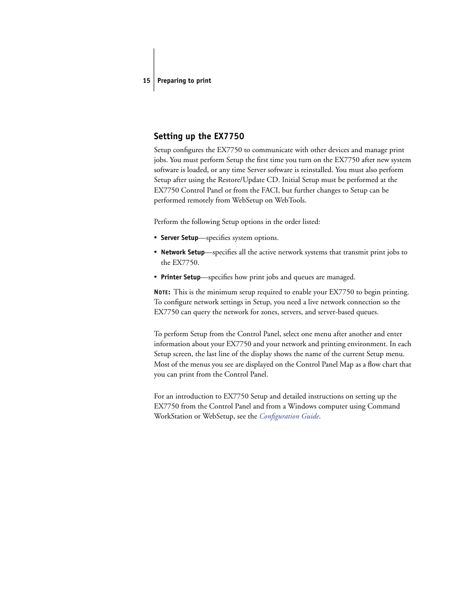 Setting up the ex7750 | Xerox EX7750 User Manual | Page 23 / 28