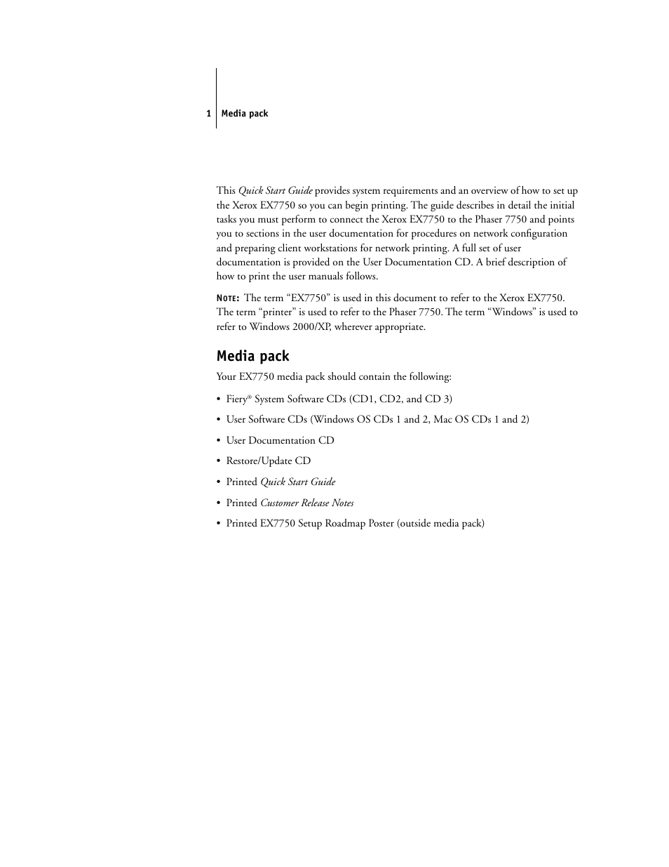 Media pack | Xerox EX7750 User Manual | Page 9 / 28